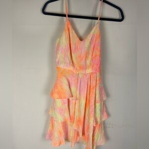 NWT 4S13NNA Multicolor shay Pleated Tie Dye Mini Dress Lined.  Size S